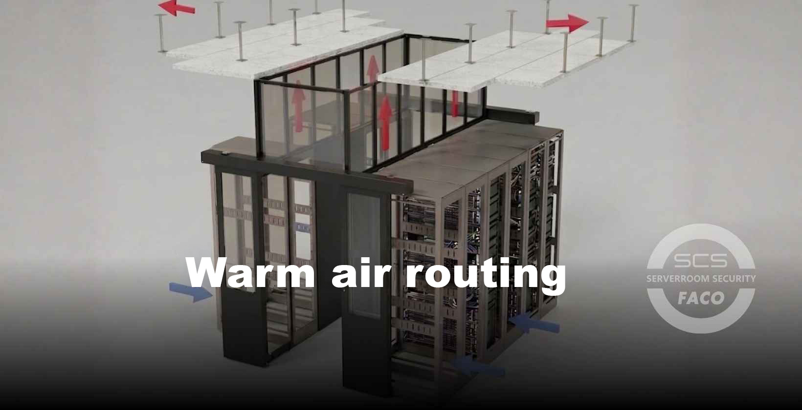 Graphic showing warm air routing in the server room