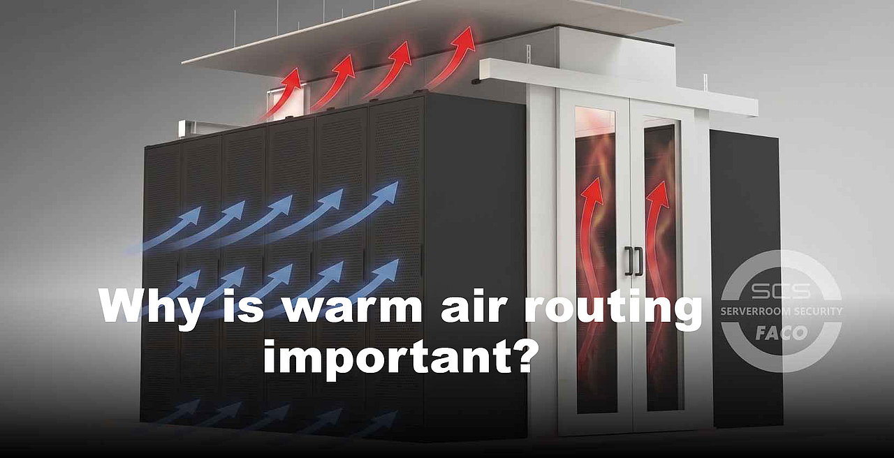 Warm air routing in the server room, shown with a diagram